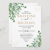 Budget Elegant Eukalyptus Verlasst Grüne Hochzeit Einladung (Vorne/Hinten)