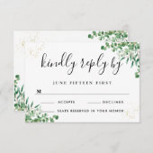 Budget Elegant Eukalyptus Verlasst Grüne Hochzeit RSVP Karte (Vorne/Hinten)