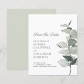 Budget Elegant Eukalyptus Wedding Save the Date (Vorne/Hinten)