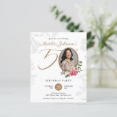 Budget Elegant Floral 50. Geburtstag Einladung (Stehend Vorderseite)