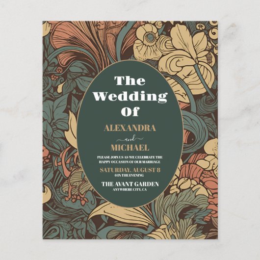 Budget Elegant Floral Art Nouveau Wedding (Vorderseite)