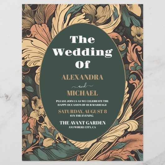 Budget Elegant Floral Art Nouveau Wedding Flyer (Vorne)