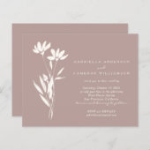 Budget Elegant Floral Dusty Mauve Wedding Einladun (Vorne/Hinten)