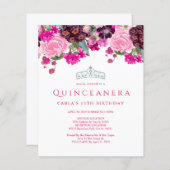 Budget Elegant Floral Quinceanera Einladungen (Vorne/Hinten)