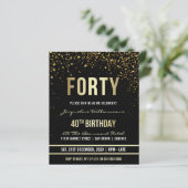 Budget Elegant Gold Confetti 40. Geburtstag Party (Stehend Vorderseite)