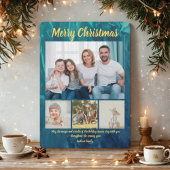 Budget Elegant Gold Coral Christmas 4 Photo  Einladung