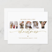 BUDGET Elegant Gold Frohe Weihnachtsfoto Collage (Vorne/Hinten)