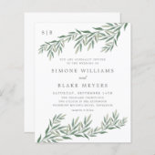 Budget Elegant Green Foliage Hochzeit Einladung (Vorne/Hinten)