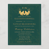 Budget Elegant Green Gold Monogram Wedding Einladu (Vorderseite)