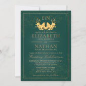 Budget Elegant Green Gold Monogram Wedding Einladu Dankeskarte (Vorderseite)