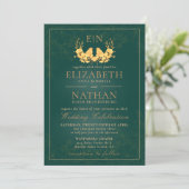 Budget Elegant Green Gold Monogram Wedding Einladu Dankeskarte (Stehend Vorderseite)