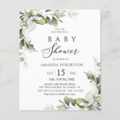 Budget Elegant Greenery Baby Shower Flyer (Vorderseite)