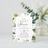 Budget Elegant Greenery Baby Shower Flyer (Stehend Vorderseite)