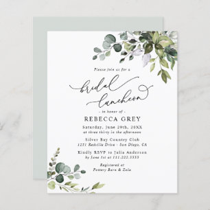 Budget Elegant Greenery Bridal Luncheon Einladung