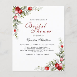 Budget Elegant Greenery Winter Brautparty Flyer