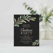 Budget Elegant Grün Weihnachten Schwarze Einladung (Stehend Vorderseite)