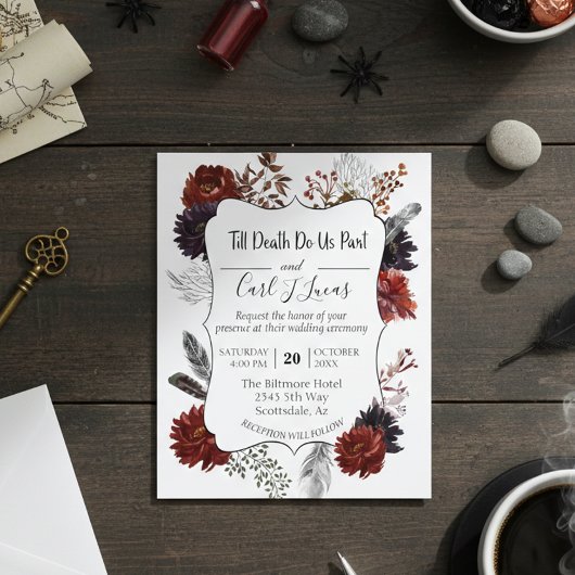 Budget Elegant Halloween Floral Boho Burgundy