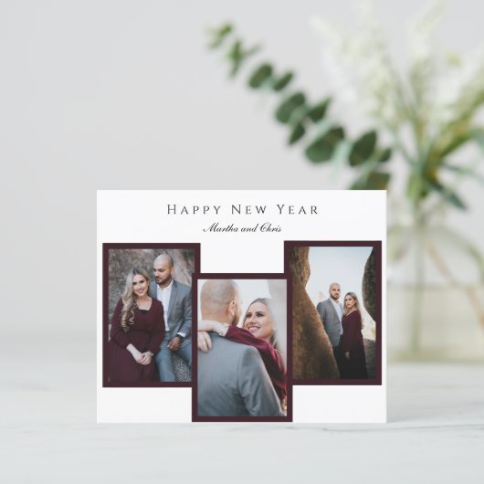 Budget Elegant Happy New Year Script Foto Collage (Stehend Vorderseite)