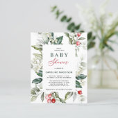Budget Elegant Holly Greenery Baby Shower Flyer (Stehend Vorderseite)