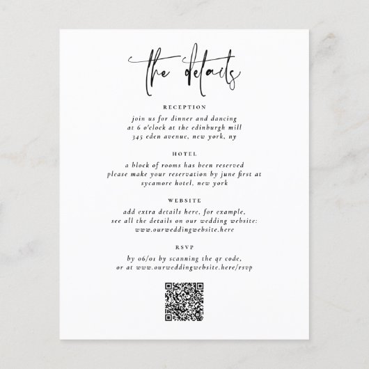 Budget Elegant in einem QR Code 3 Foto Hochzeit (Rückseite)