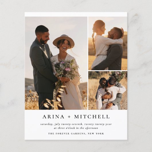 Budget Elegant in einem QR Code 3 Foto Hochzeit (Vorderseite)