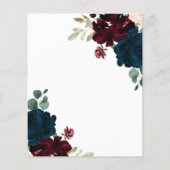 BUDGET Elegant Marsala & Navy Floral Save the Date (Rückseite)