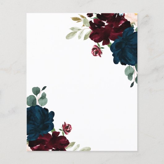 BUDGET Elegant Marsala & Navy Floral Save the Date (Rückseite)