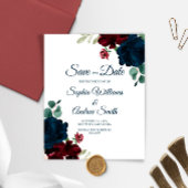 BUDGET Elegant Marsala & Navy Floral Save the Date