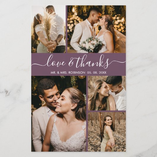 Budget Elegant Mauve Foto Hochzeit Danke Flyer (Vorderseite)