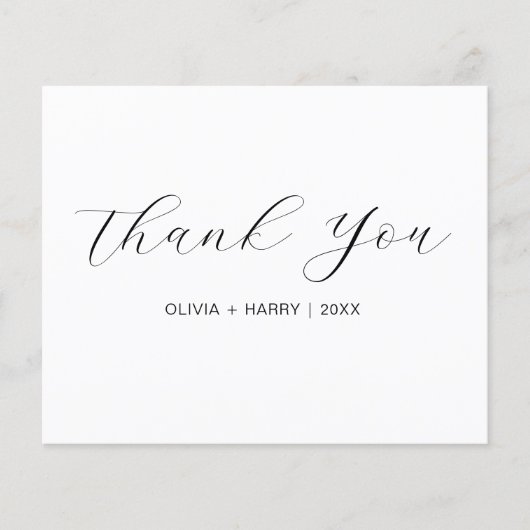 Budget Elegant Minimal Hochzeit Vielen Dank Flyer (Vorne)