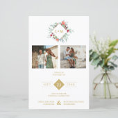 Budget Elegant Modern Initials Floral 2 Photos (Stehend Vorderseite)