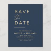 Budget Elegant Navy Blue Save the Date Foto Flye (Rückseite)