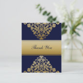 Budget Elegant Navy Gold Hochzeit Dankeschön Karte (Stehend Vorderseite)