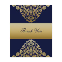 Budget Elegant Navy Gold Hochzeit Dankeschön Karte