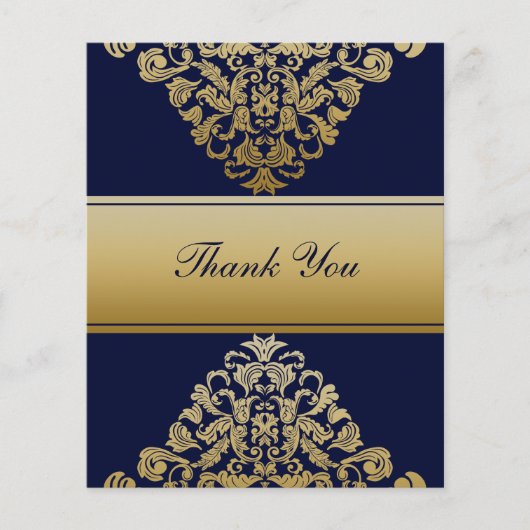 Budget Elegant Navy Gold Hochzeit Dankeschön Karte (Vorderseite)
