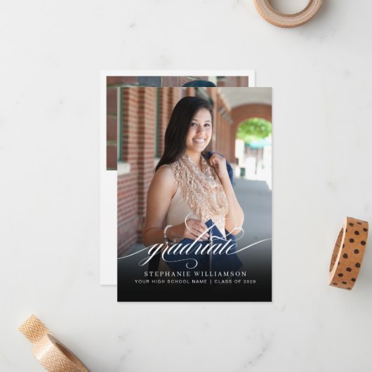 Budget Elegant Overlay Script-Foto-Abschluss Mitteilungskarte (Vorderseite/Rückseite Beispiel)