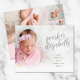 Budget Elegant Photo Collage Birth Announcement