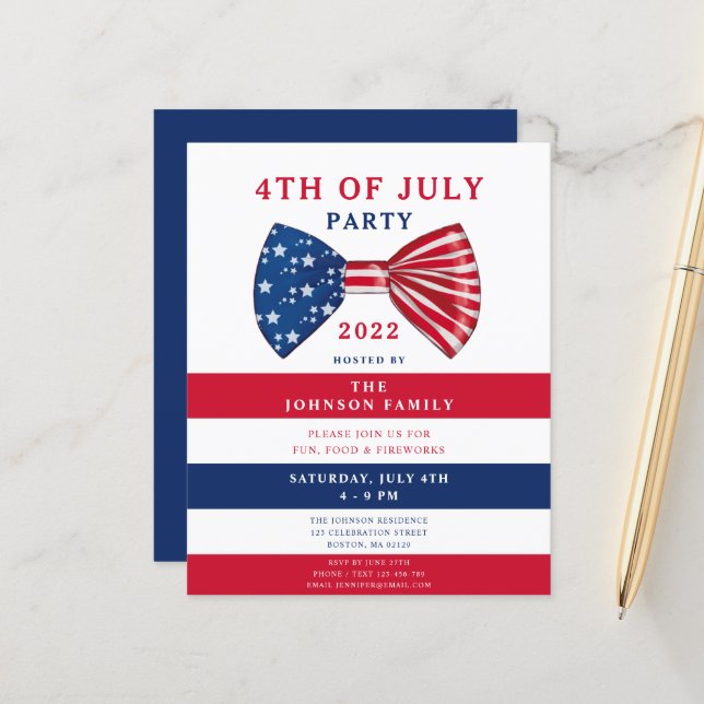 Budget Elegant Red White Blue 4. Juli (Vorderseite/Rückseite Beispiel)