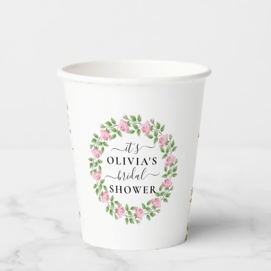 Budget Elegant Rosy Brautparty Paper Cups Pappbecher (Vorderseite)