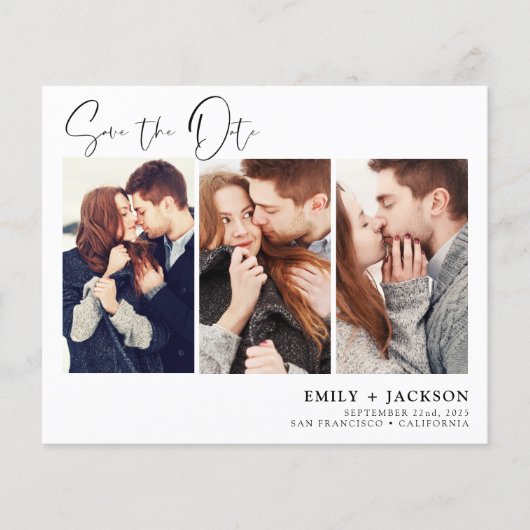 Budget Elegant Save the Date 3 Foto Einladungen (Vorderseite)