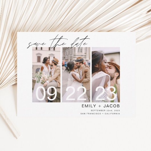 Budget Elegant Save the Date 3 Foto Einladungen