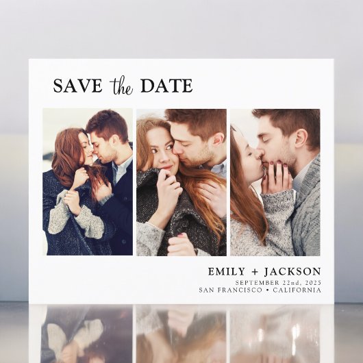 Budget Elegant Save the Date 3 Foto Einladungen