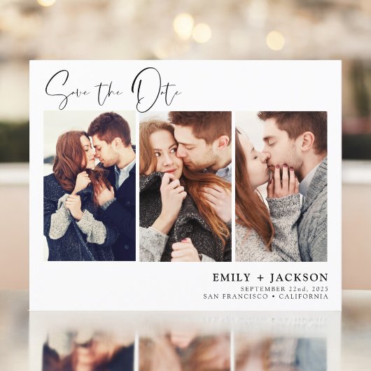 Budget Elegant Save the Date 3 Foto Einladungen F Flyer