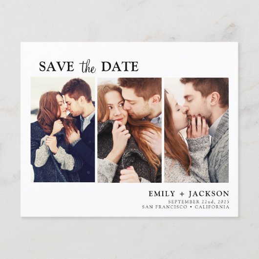 Budget Elegant Save the Date 3 Foto Einladungen Flyer (Vorne)