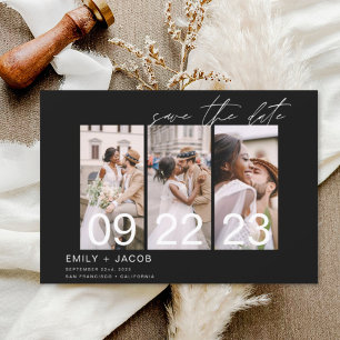 Budget Elegant Save the Date 3 Foto Einladungen Flyer