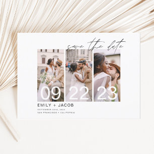 Budget Elegant Save the Date 3 Foto Einladungen Flyer