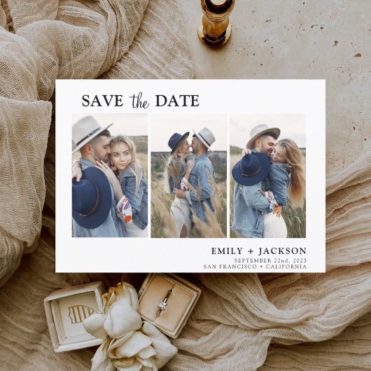 Budget Elegant Save the Date 3 Foto Flyer