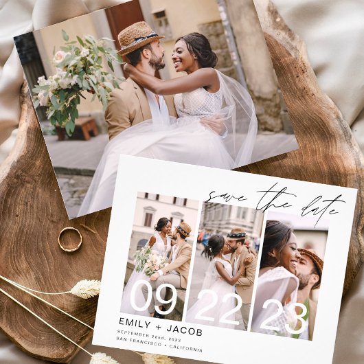 Budget Elegant Save the Date 4 Foto Einladungen