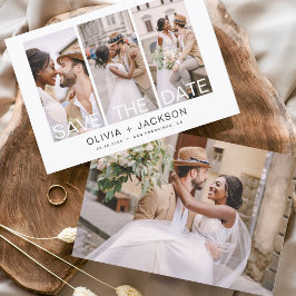 Budget Elegant Save the Date 4 Foto White Flyer