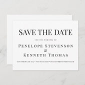 Budget Elegant Save the Date Schwarz-weiß Postkarte (Vorne/Hinten)